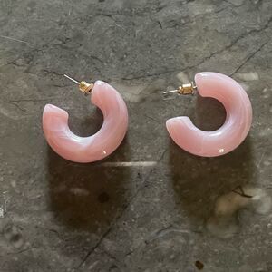 Pink marble hoop earrings